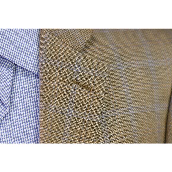 John W Nordstrom Loro Piana Brown Blue Windowpane Wool Silk Sportcoat Blazer 42L - Picture 5 of 9